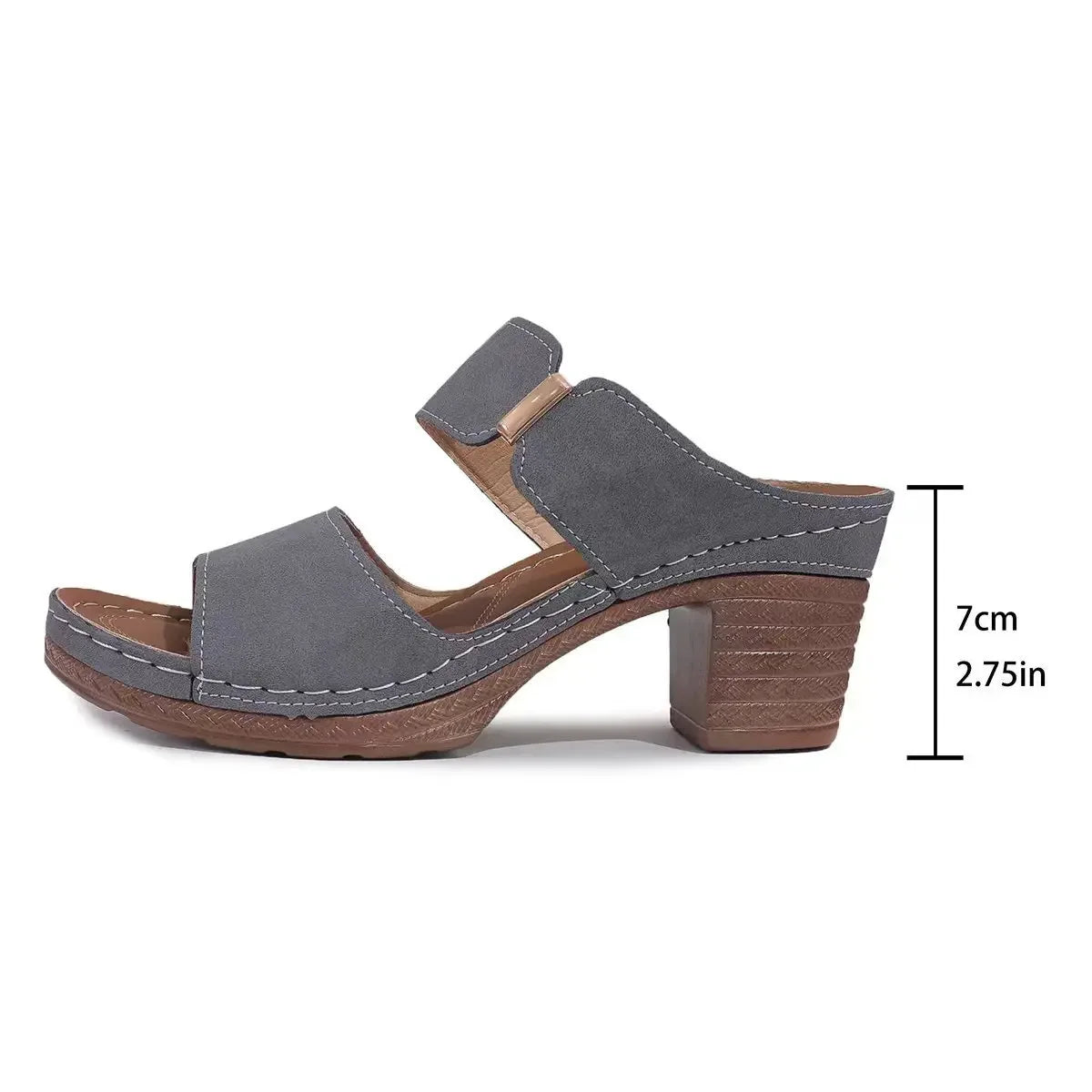 Women's Open-Toe Slippers™ Thick Heel  Rubber Bottom PU Leather Slippers