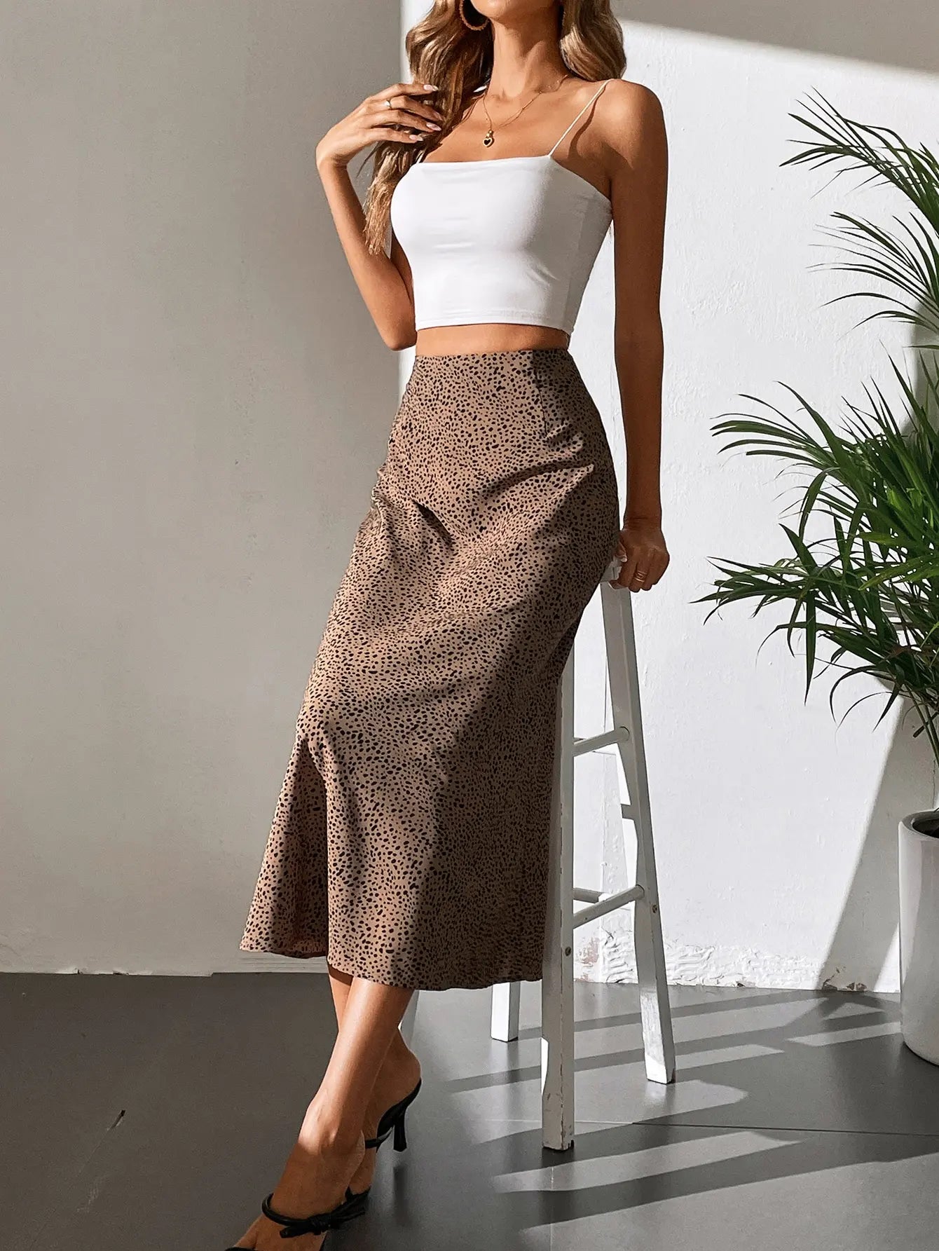 Women's Vintage Arty Print Polka Dot Leopard Skirt™ High Fanny Pack Hip A-line Straight Chiffon Skirt