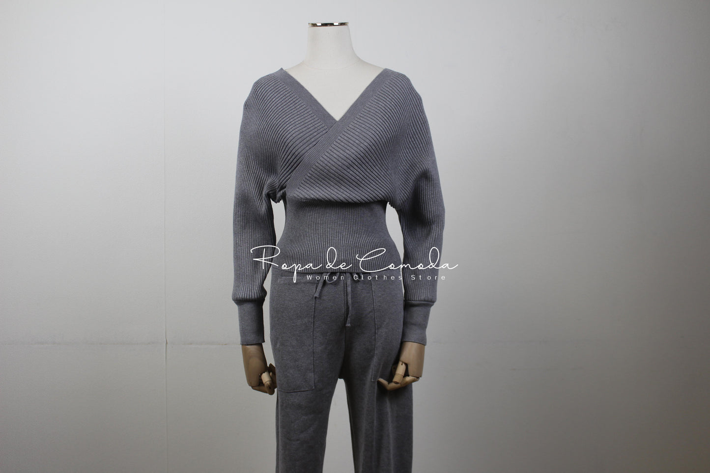 Women's Knitted Tracksuit™ Off Shoulder Knitted Long Sleeve Sweater  and Pants Suits