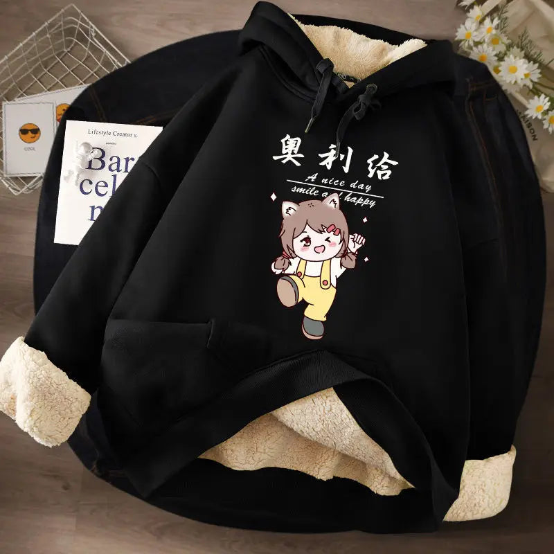 Women's Lamb Wool Pullovers™ Velvet Cartoon Hoodies