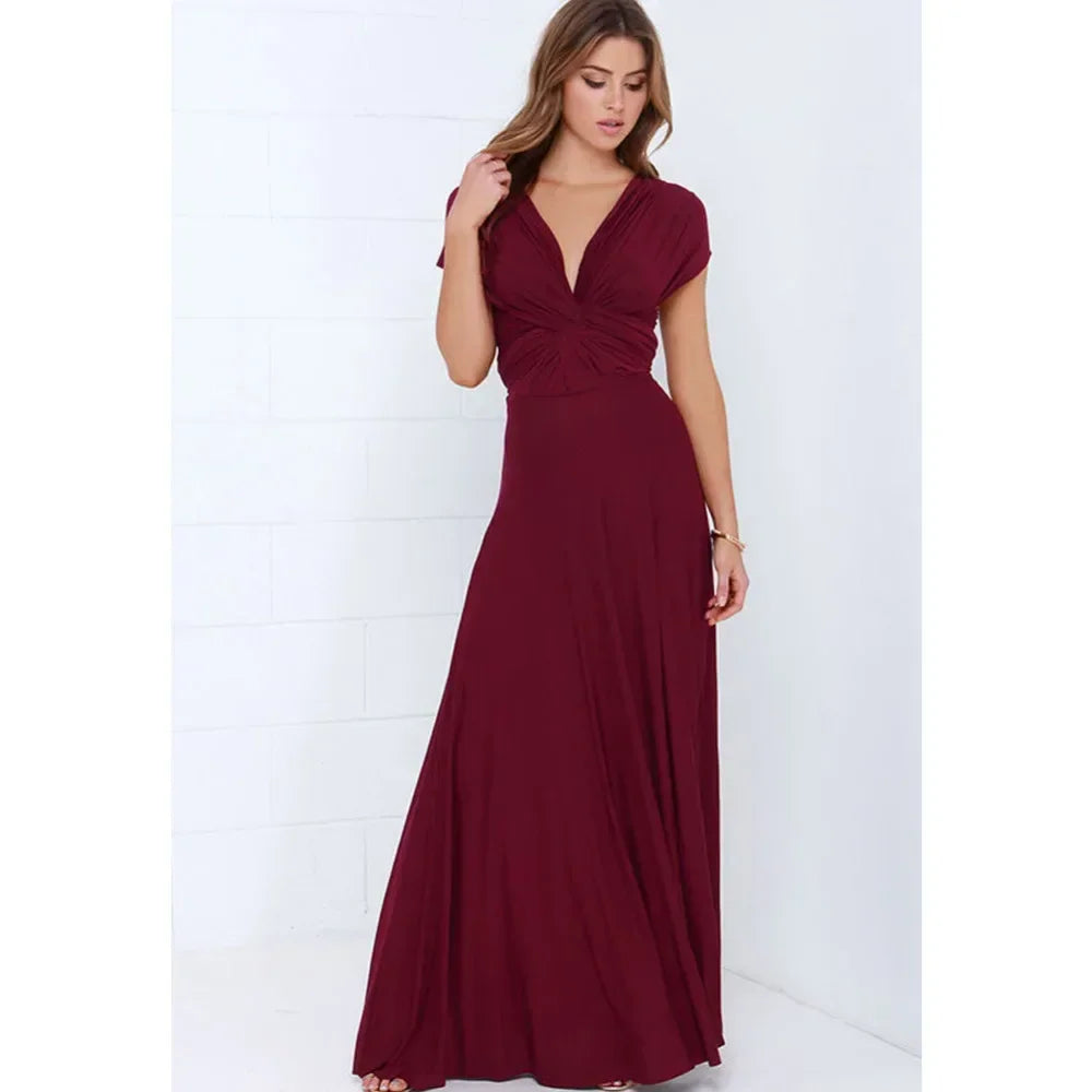 Women's Multi-worn V-neck Long Dress™ Strapped Summer Maxi Dress