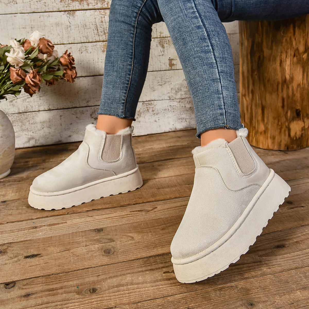 Women's Winter Short Plush Boots™ Warm Snow Suede Fur Chelsea Ankle Boots