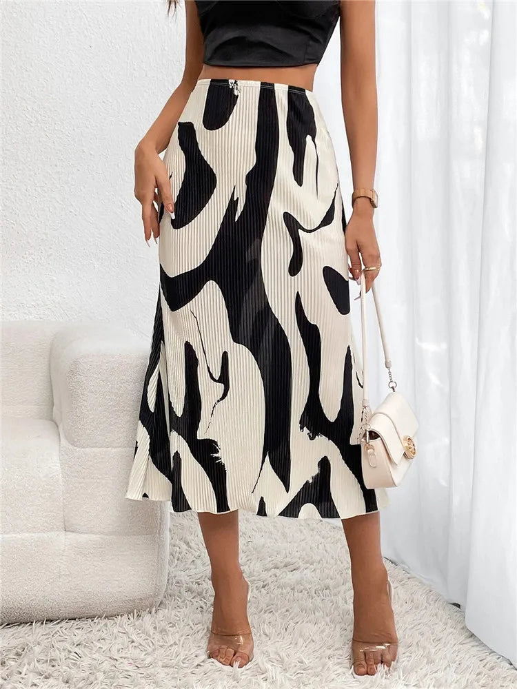 Women's Graphic Print Pleated Long Skirts™ Elastic High Waist Geometry Midi Long Skirts