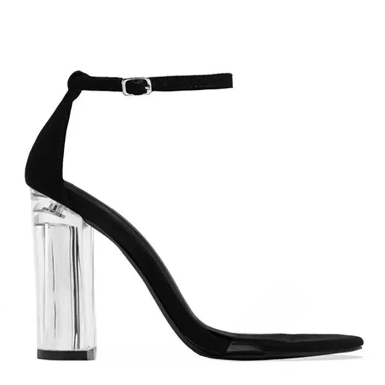 Women's Round Toe High Heel Sandals Women Summer Roman Strap Buckle Sandals