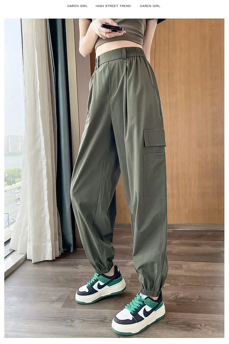 Women's Thin High Waist Cargo Pants™ Long Drapey Quick Dry Trousers