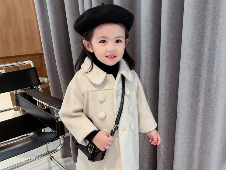 Girl's Long Cotton Coat™ Korean Style Thickened Double-breasted Jacket