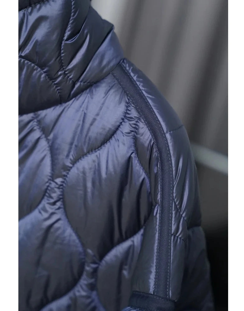 Women's Quilted Coat™ drawstring ties high neck pocket clip cotton jacket for women