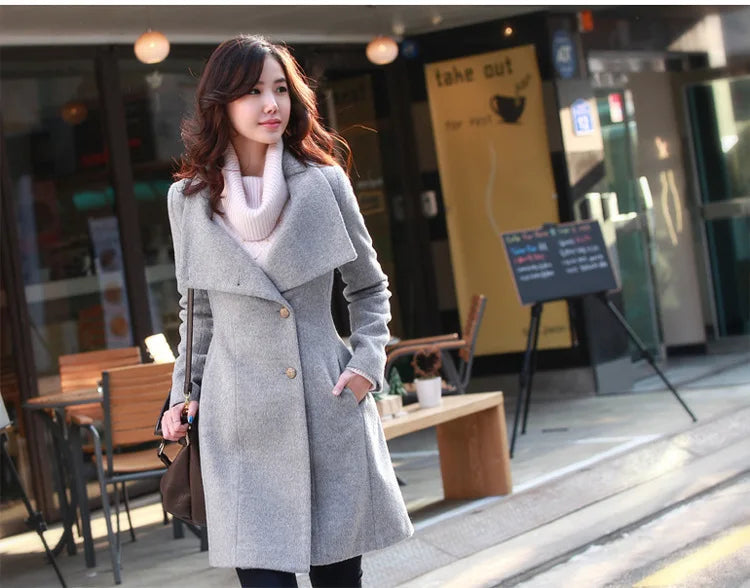 Women's Woolen Overcoat Jacket™ Windproof Warm Comfortable Medium-Length Single-Breasted Belt