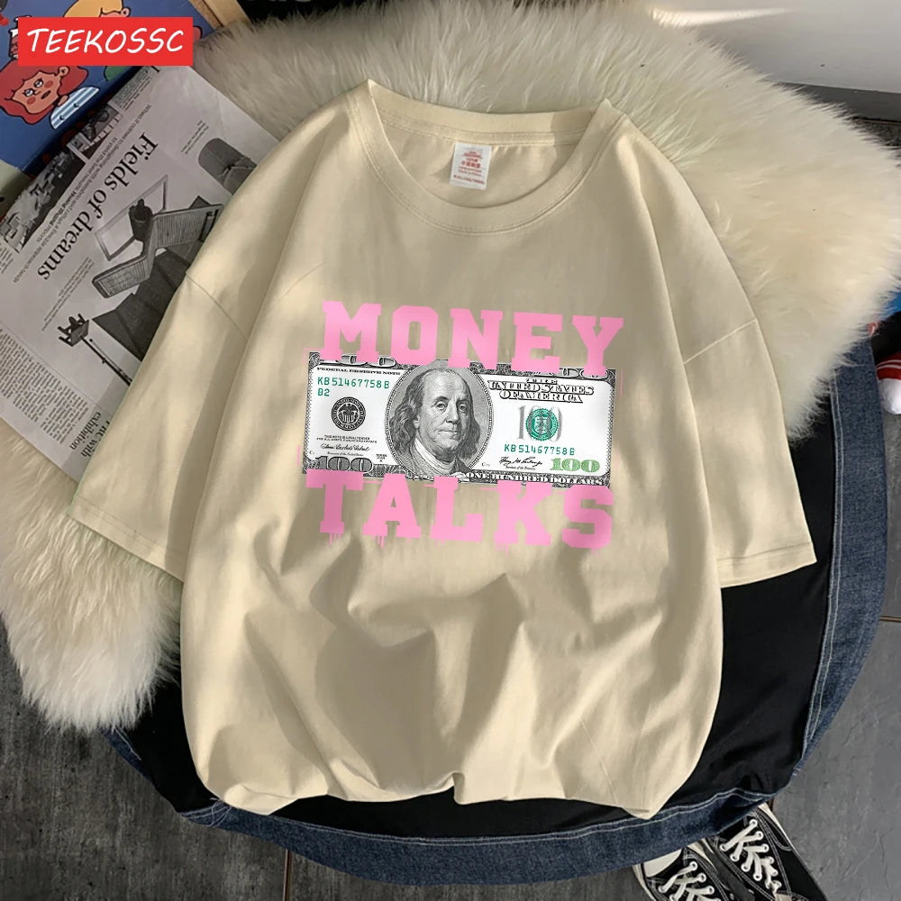 Women's T-Shirt™ Money Talks Us Dollar Short Sleeve T Shirts