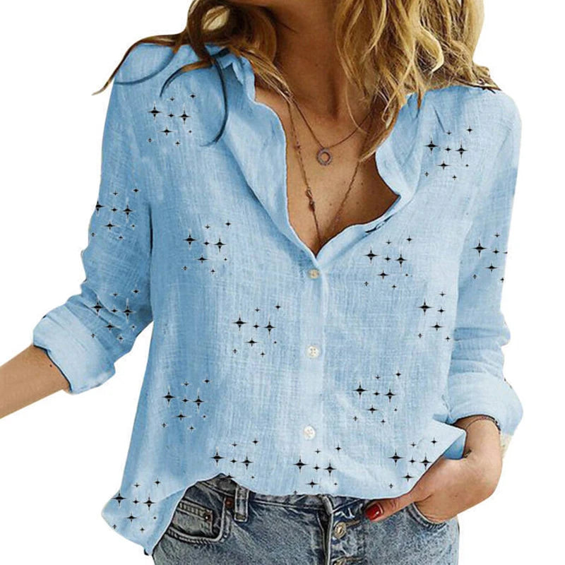 Women's Elegant Cotton Linen Shirts™ Casual Solid Button Lapel Long Sleeve Loose Shirts