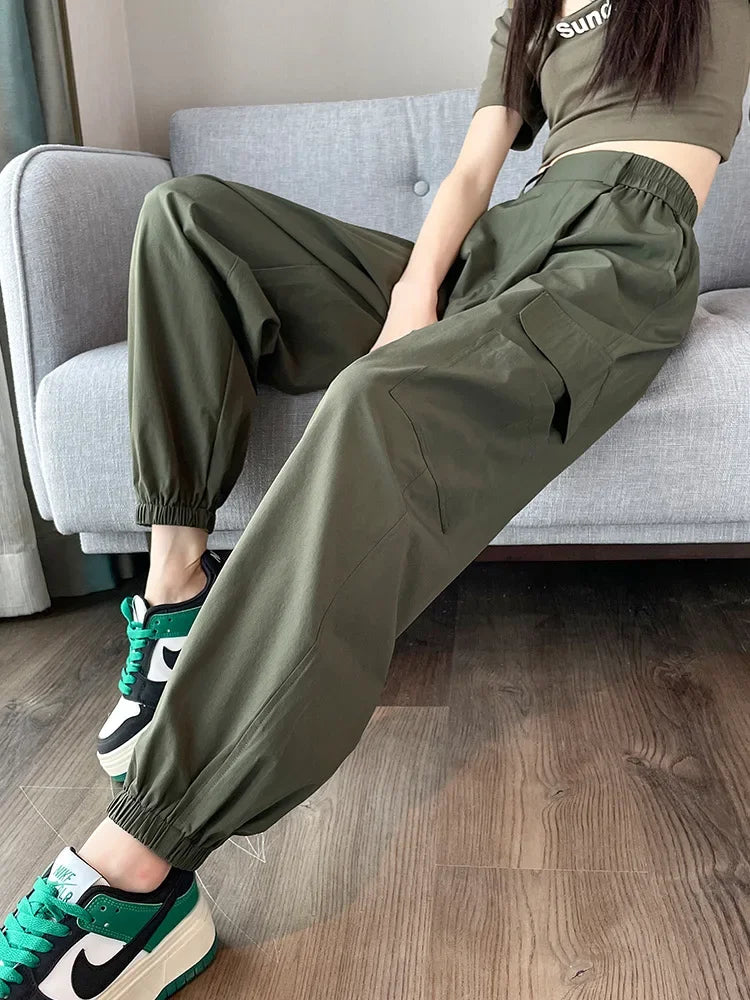 Women's Thin High Waist Cargo Pants™ Long Drapey Quick Dry Trousers
