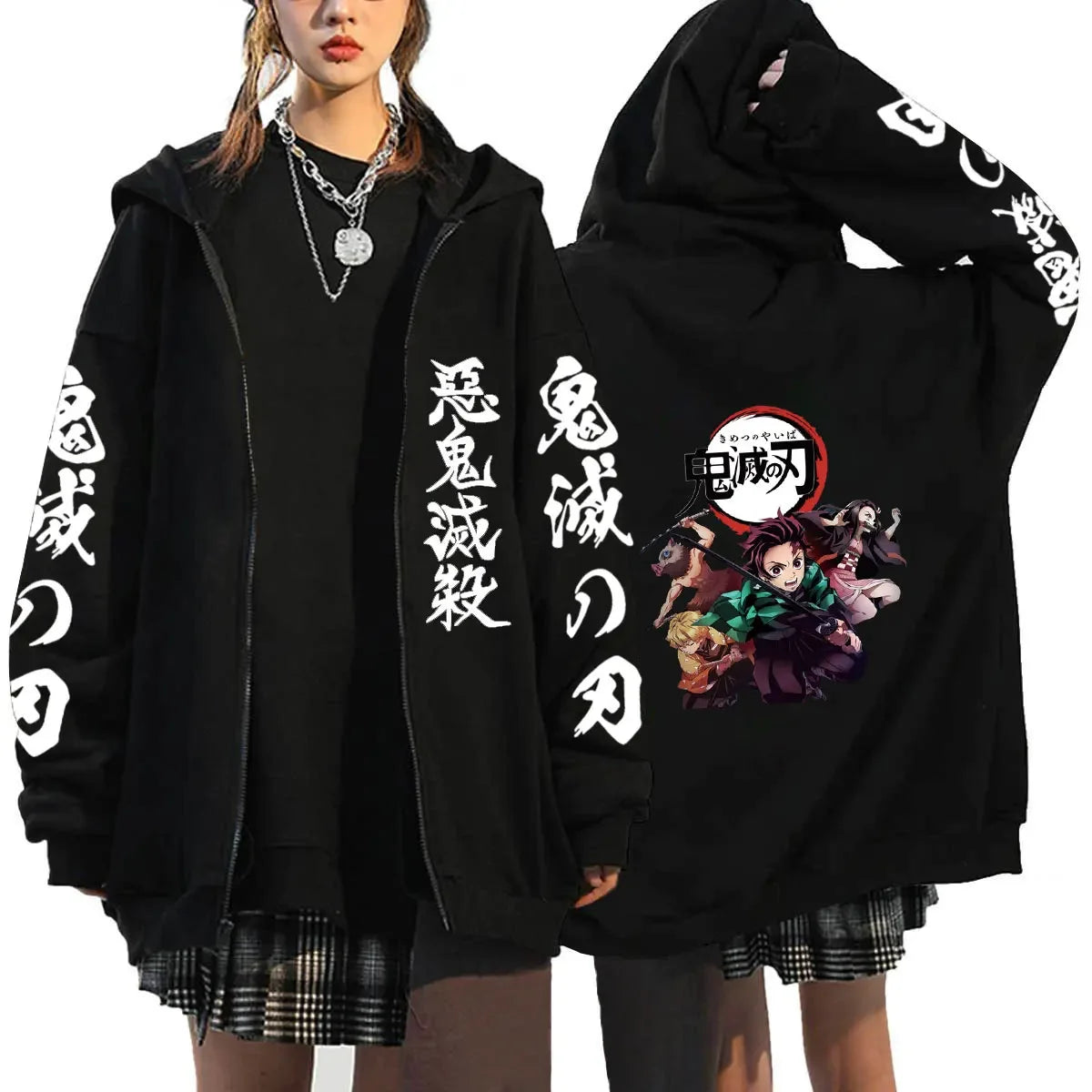 Women's Demon Slayer Zipper Hoodies™ Anime Oversized Full Zip Hoody