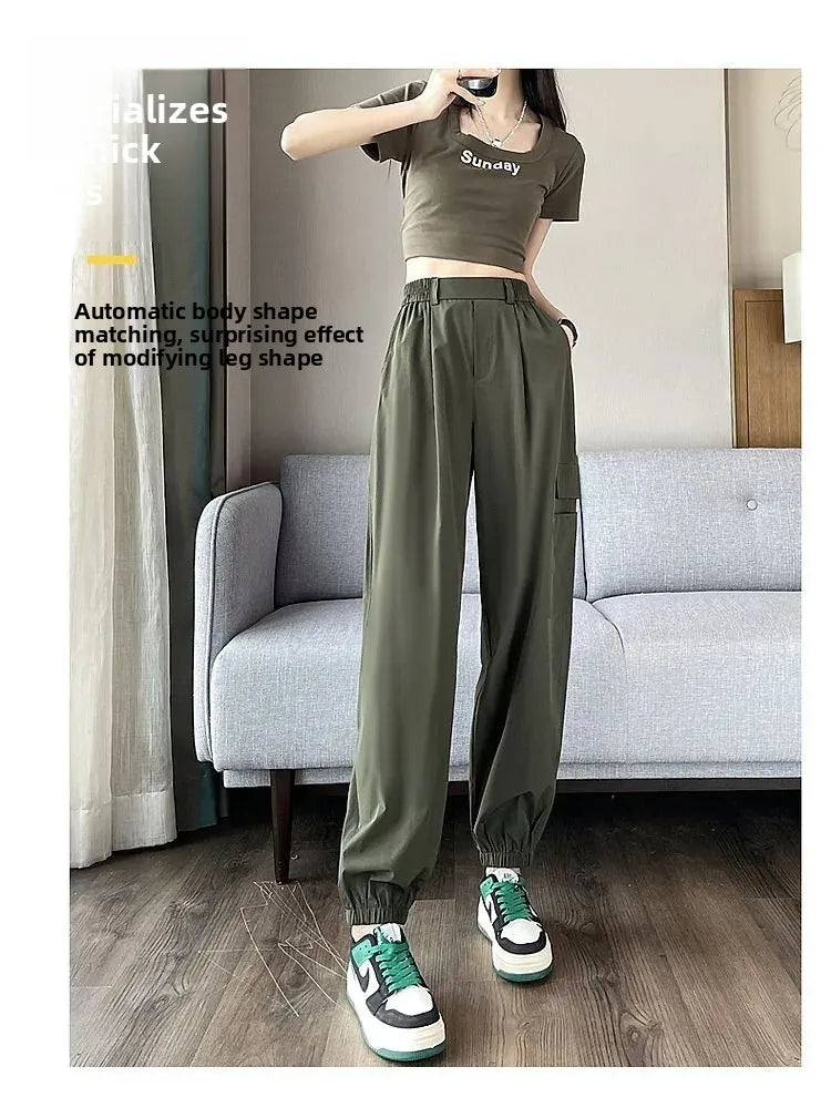 Women's Thin High Waist Cargo Pants™ Long Drapey Quick Dry Trousers
