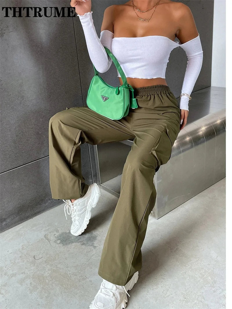 Women's Vintage Cargo Pants™ High Waist Baggy Straight Trousers