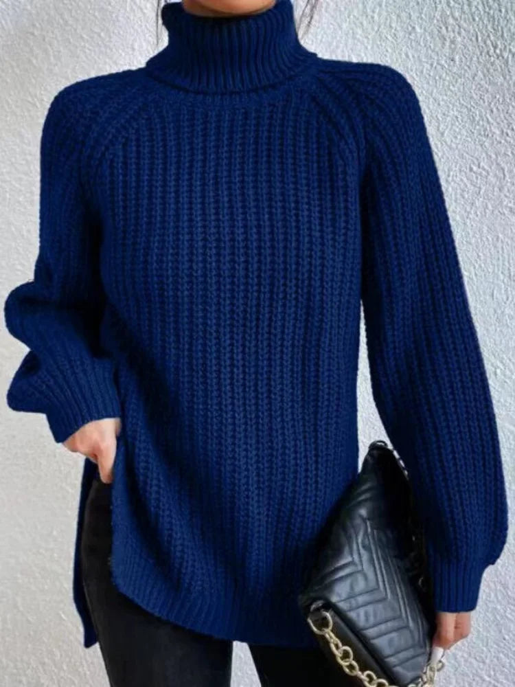 Women's Long Sleeve Turtleneck Loose Sweater™ Casual Warm Knitted Elegant Pullover
