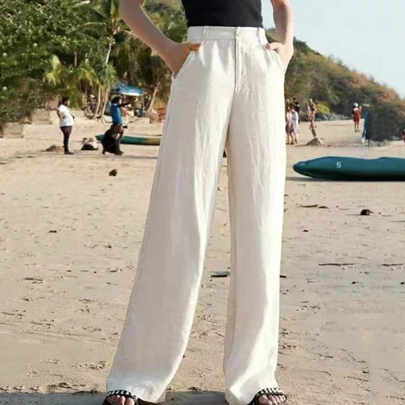 Women's Summer Baggy Cotton Linen Pants™ High Waist Wide Leg Trousers