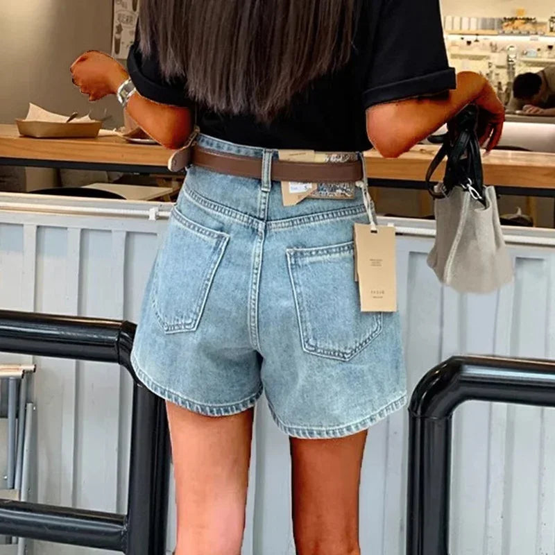 Women's Denim Shorts™ High Waist Vintage Wide Leg Retro Blue Light Blue Baggy Denim Shorts