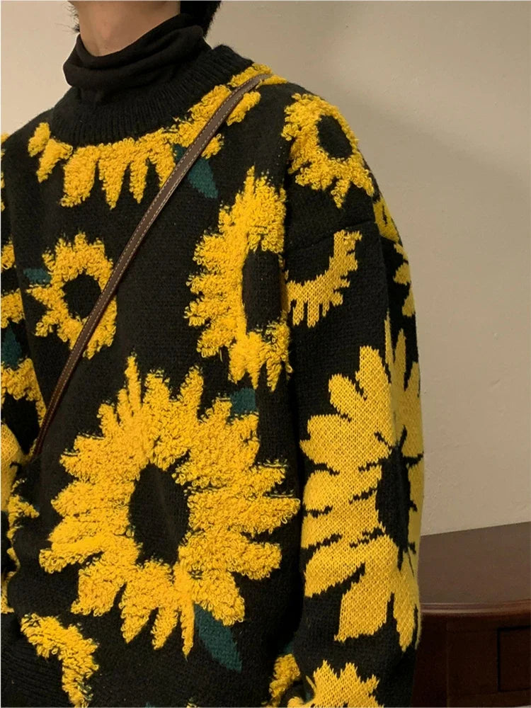 Men's Flocking Floral Sweater™ Baggy Spring Autumn Japanese Style Retro Knitwear