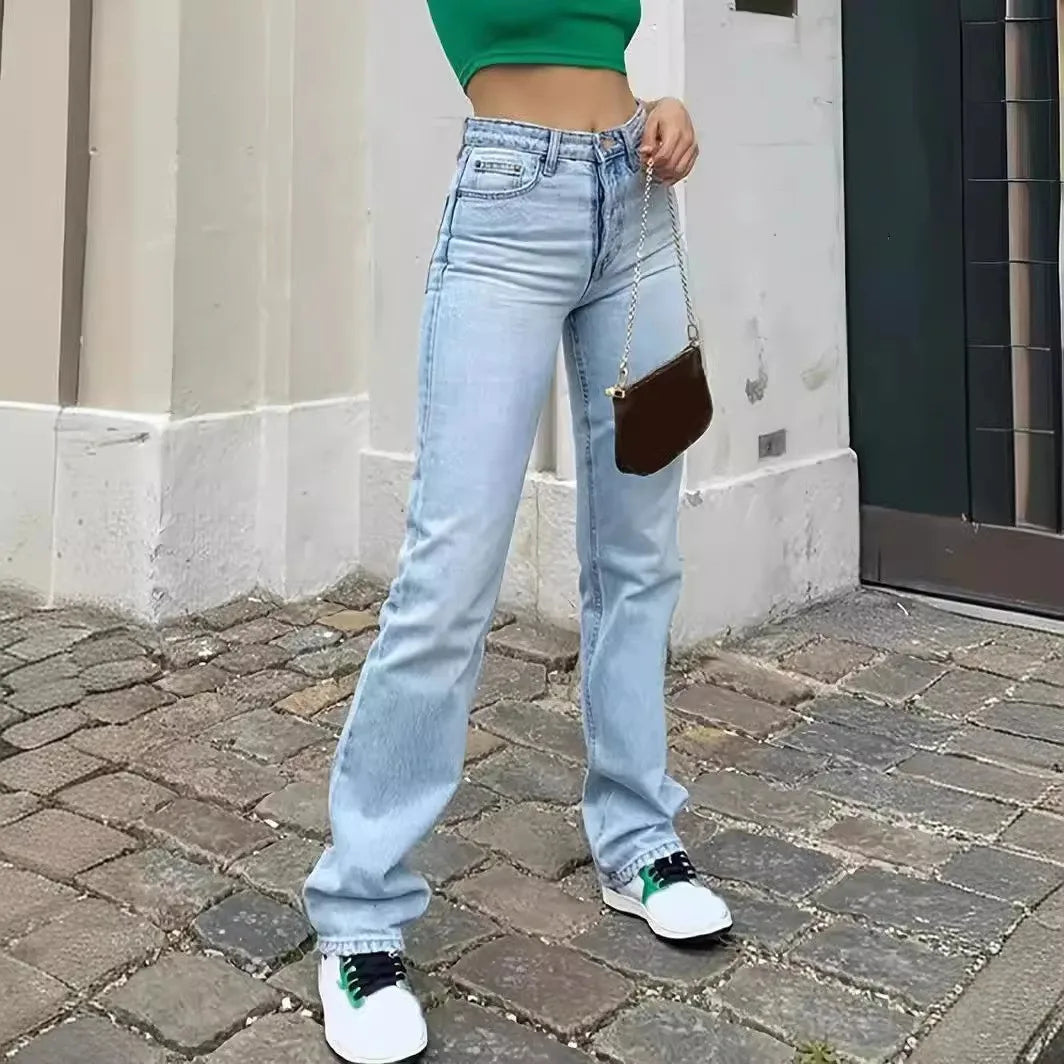 Women's light blue jeans™ slim fit high waist denim pants