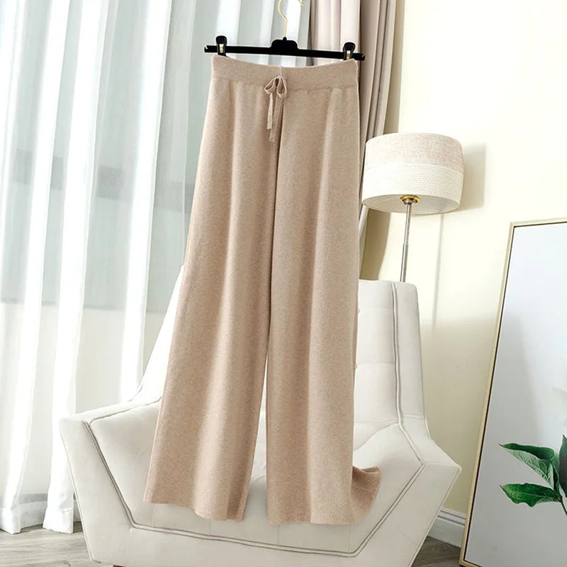 Women's Knitted Elastic High Waist Pants™ Straight Ankle-Length Soft Pants