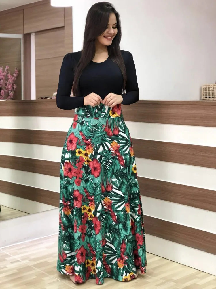 Women's Short Sleeves Dress™ Style flower print color matching short sleeved dresses