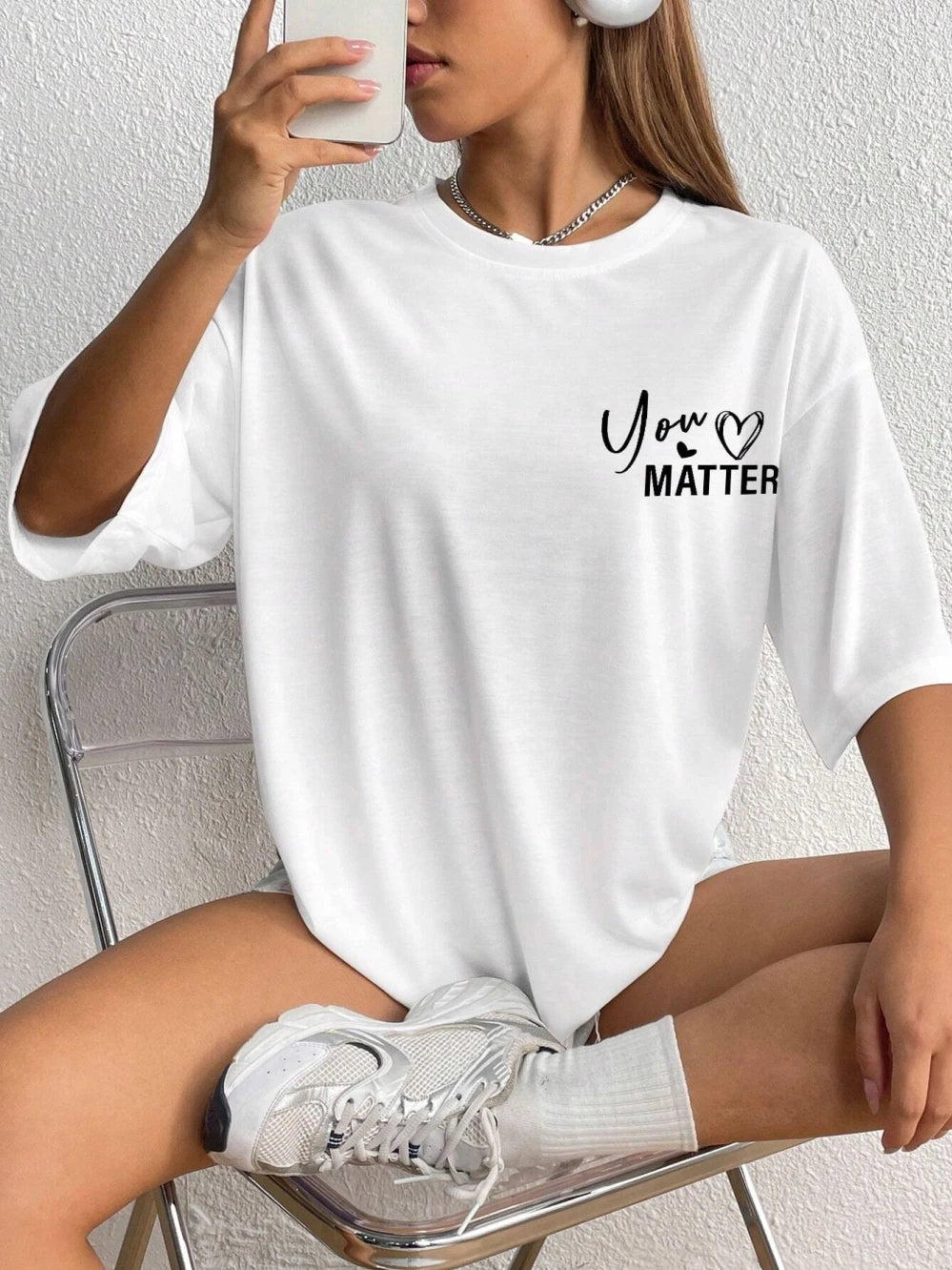 Women's Letter Printed T-shirts™ Short Sleeve Oversized Cotton T-shirt
