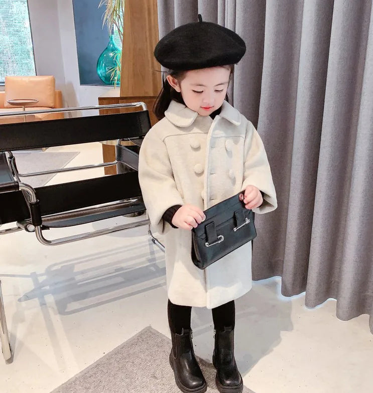 Girl's Long Cotton Coat™ Korean Style Thickened Double-breasted Jacket