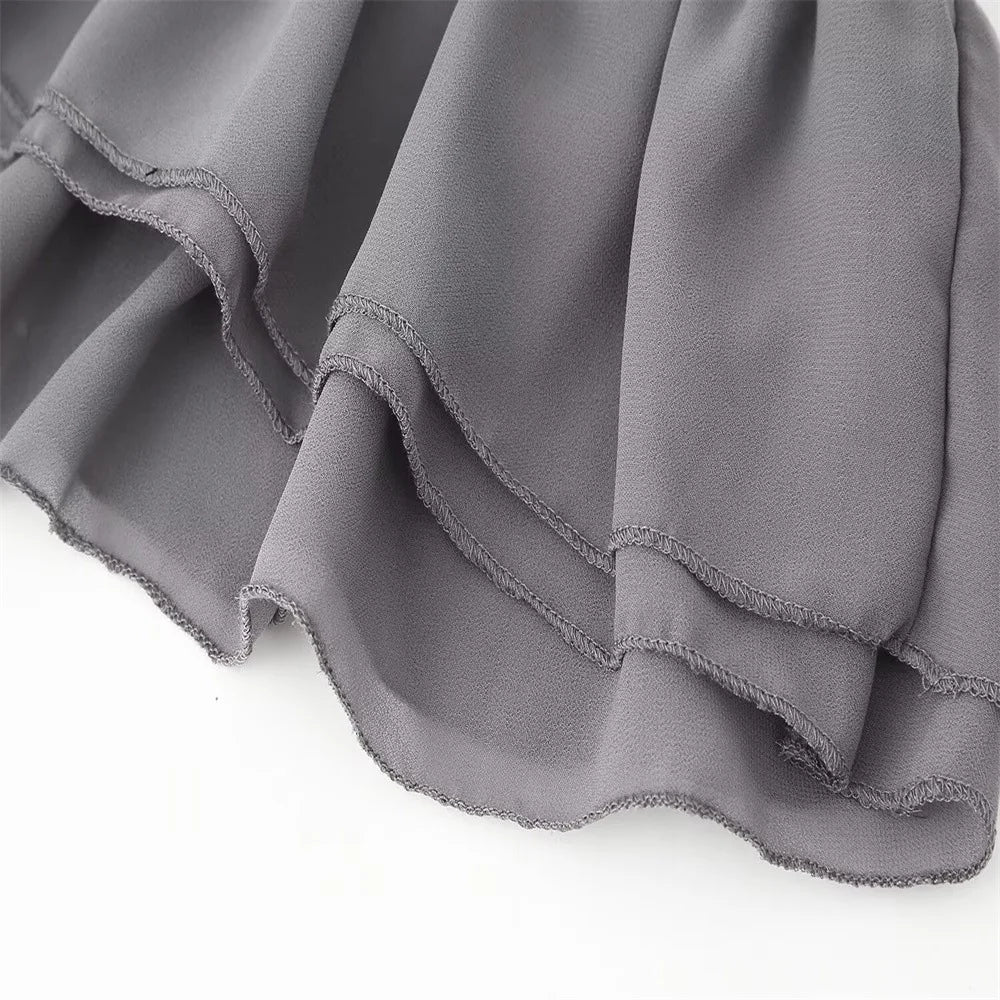 Women's Halter Sequin Ruffled Mini Dress™ V-neck Sleeveless Lace Up Backless Pleated Dresses