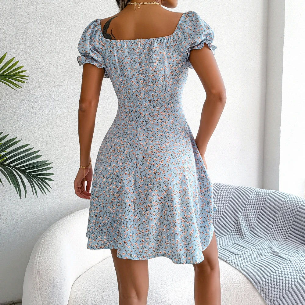Women's Casual Ruffles Dress™ Short Sleeve Floral Print A Line Dress