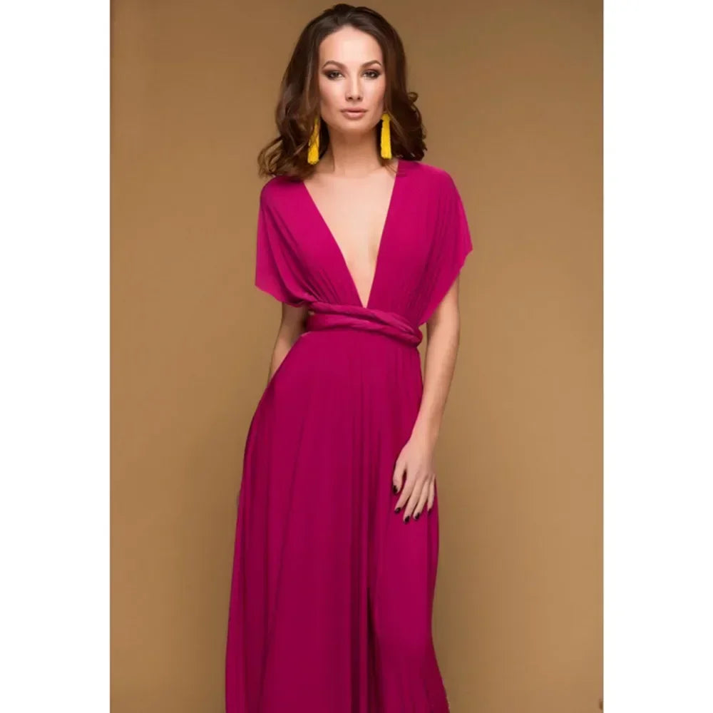 Women's Multi-worn V-neck Long Dress™ Strapped Summer Maxi Dress