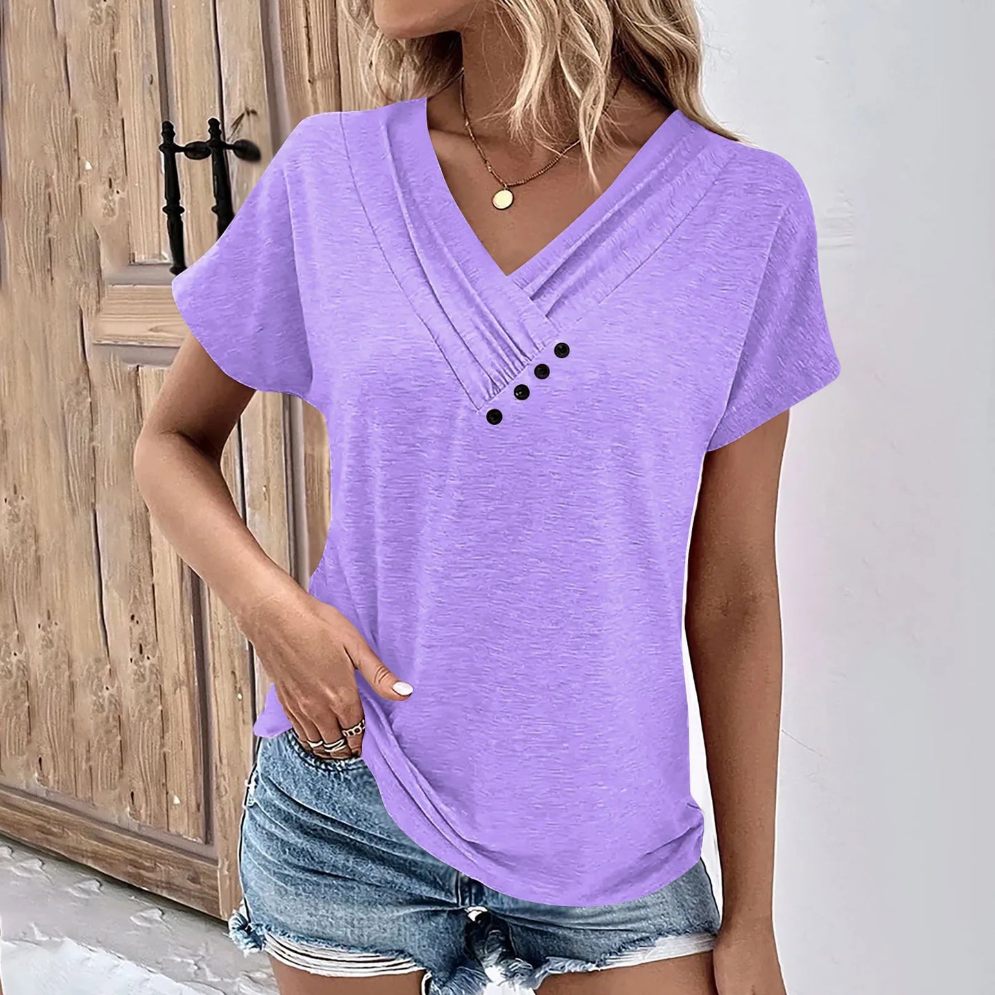 Women's Oversized T-Shirt™ Solid Color V Neck Short Sleeve Basic Tops