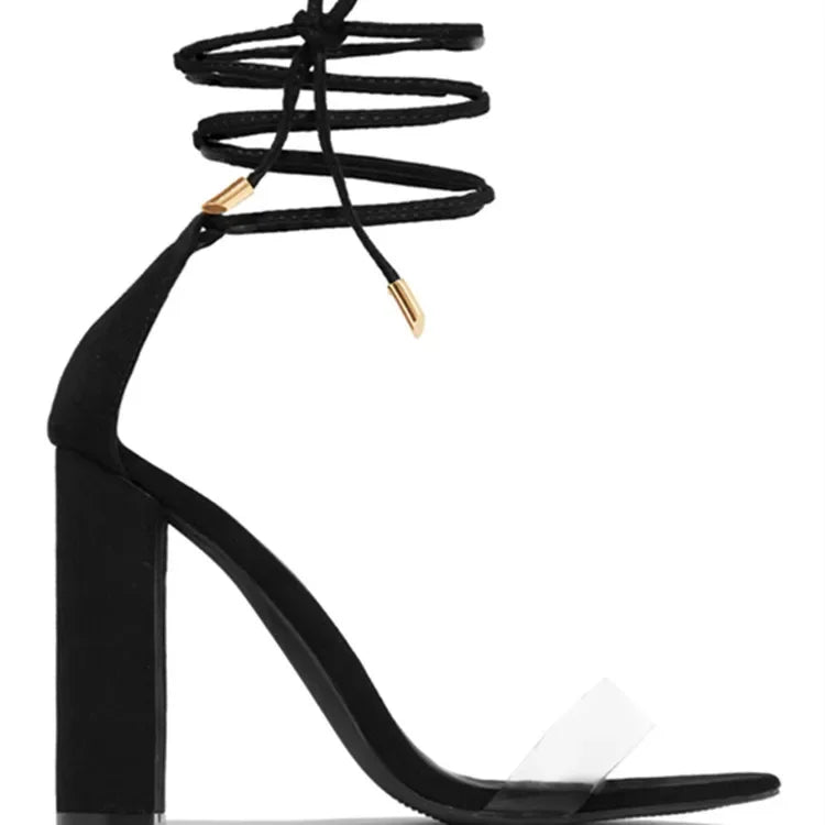Women's Rubber Velvet Strap Simulated Leather Sandals™ Round Toe High Heels