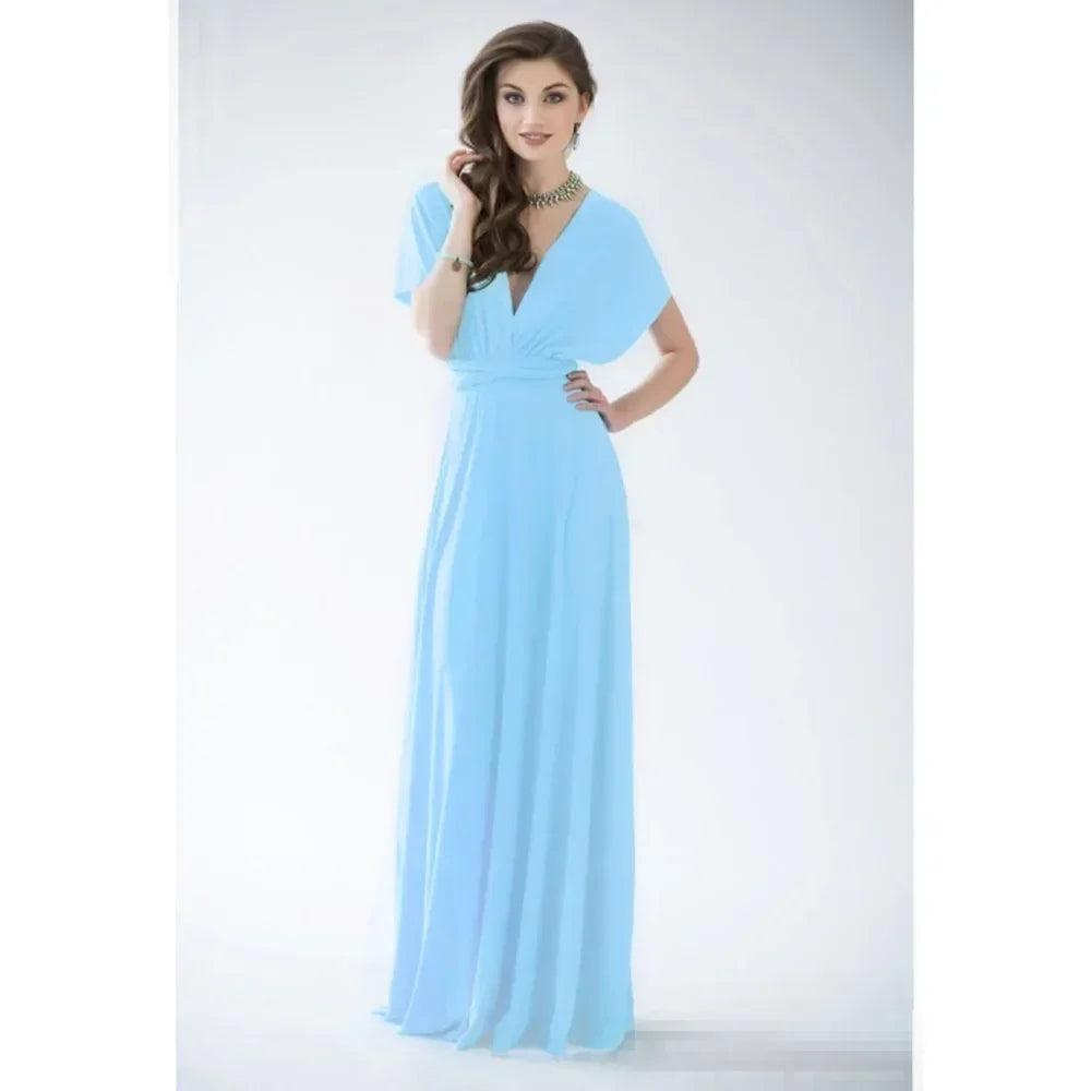 Women's Multi-worn V-neck Long Dress™ Strapped Summer Maxi Dress