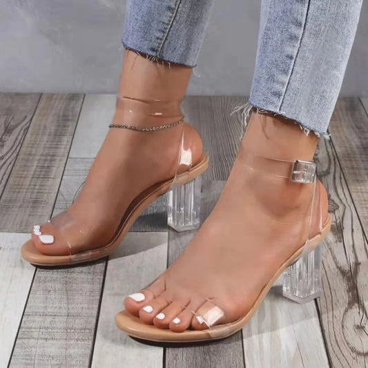 Women's Jelly Crystal Chunky Heel Sandals™ Transparent Summer High Heels Sandals