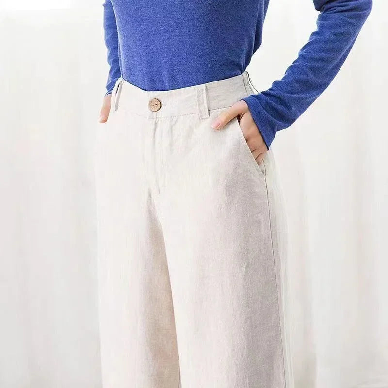 Women's Summer Baggy Cotton Linen Pants™ High Waist Wide Leg Trousers