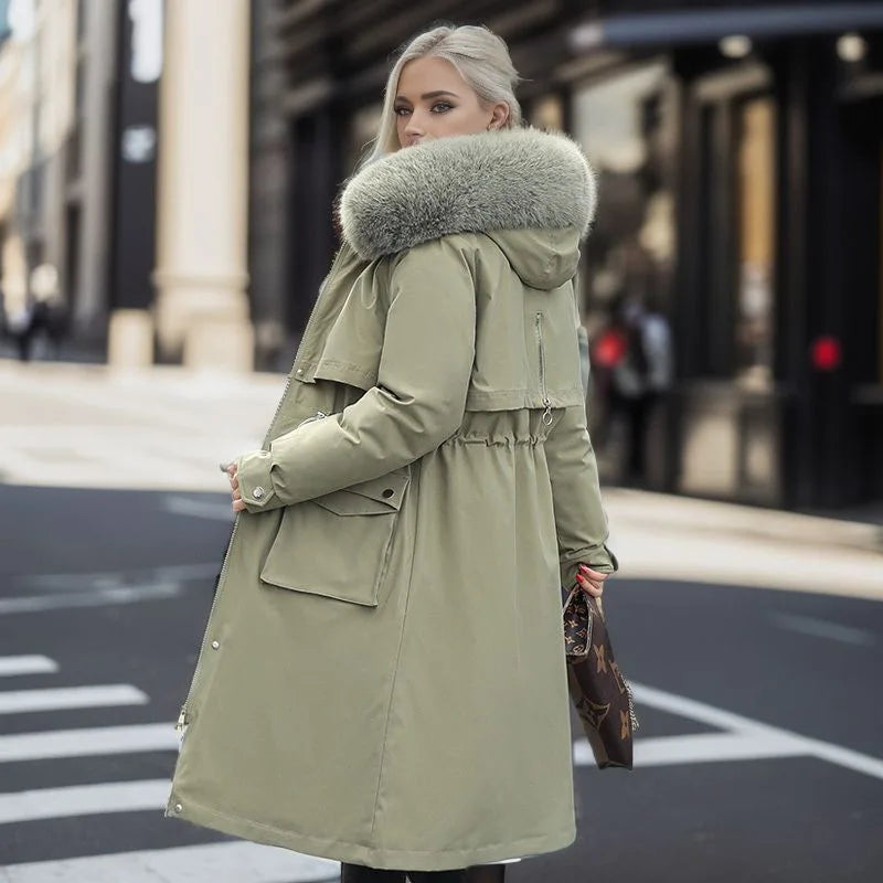 Women's Parkas Coat™ Thick Pinch Cotton Detachable Inner Tank Long Over Knee Coat