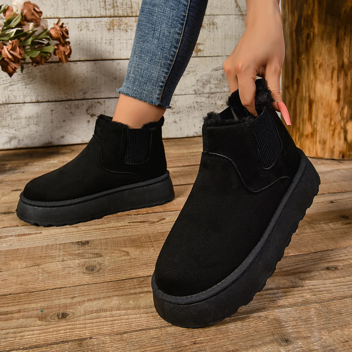 Women's Winter Short Plush Boots™ Warm Snow Suede Fur Chelsea Ankle Boots