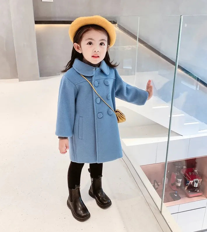 Girl's Long Cotton Coat™ Korean Style Thickened Double-breasted Jacket