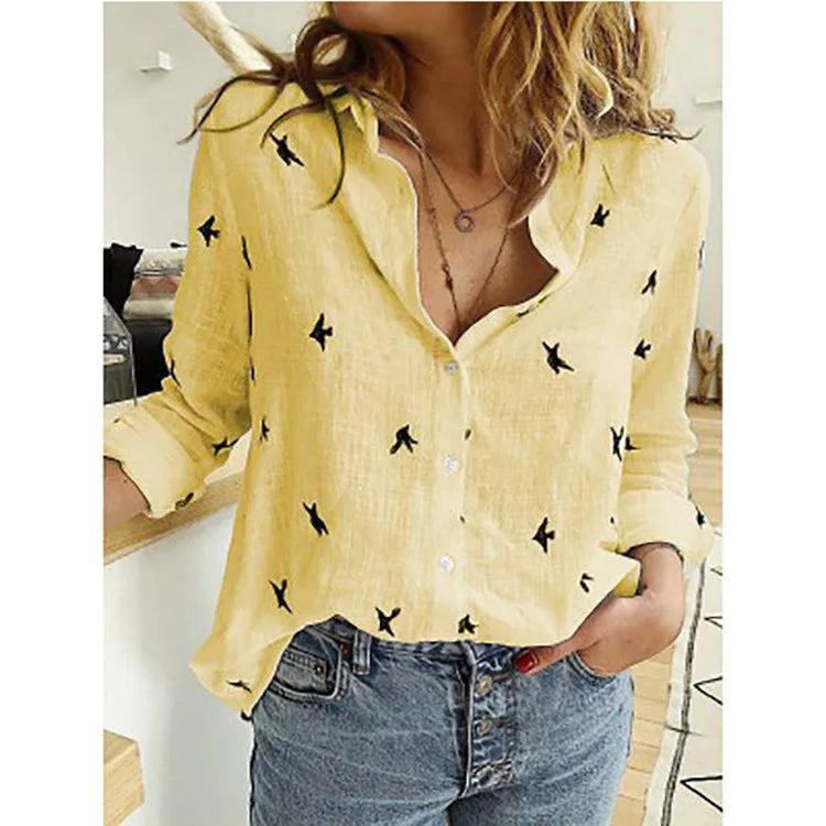 Women's Elegant Cotton Linen Shirts™ Casual Solid Button Lapel Long Sleeve Loose Shirts
