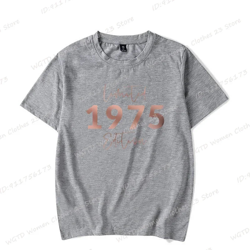 Women's Short Sleeve Crew Neck Tops™ Limited Edition 1975 Vintage Letter Print T-Shirts