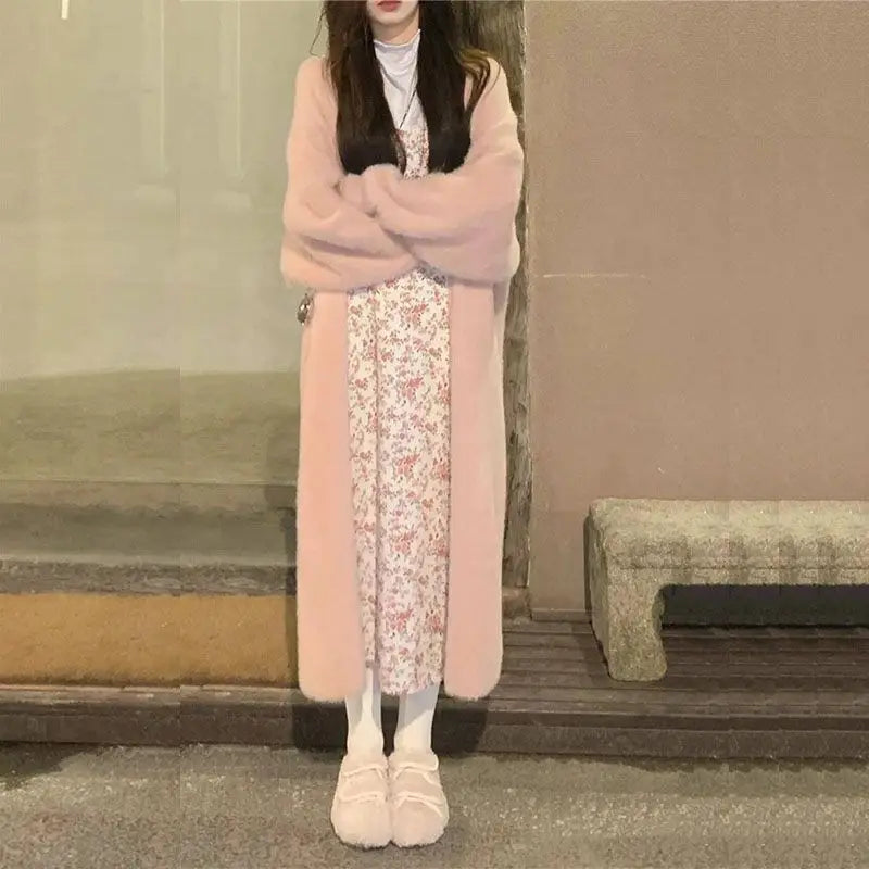 Women's Long Cardigan Coat™ Knitted fluffy Long Sleeve Cashmere Sweater Coat
