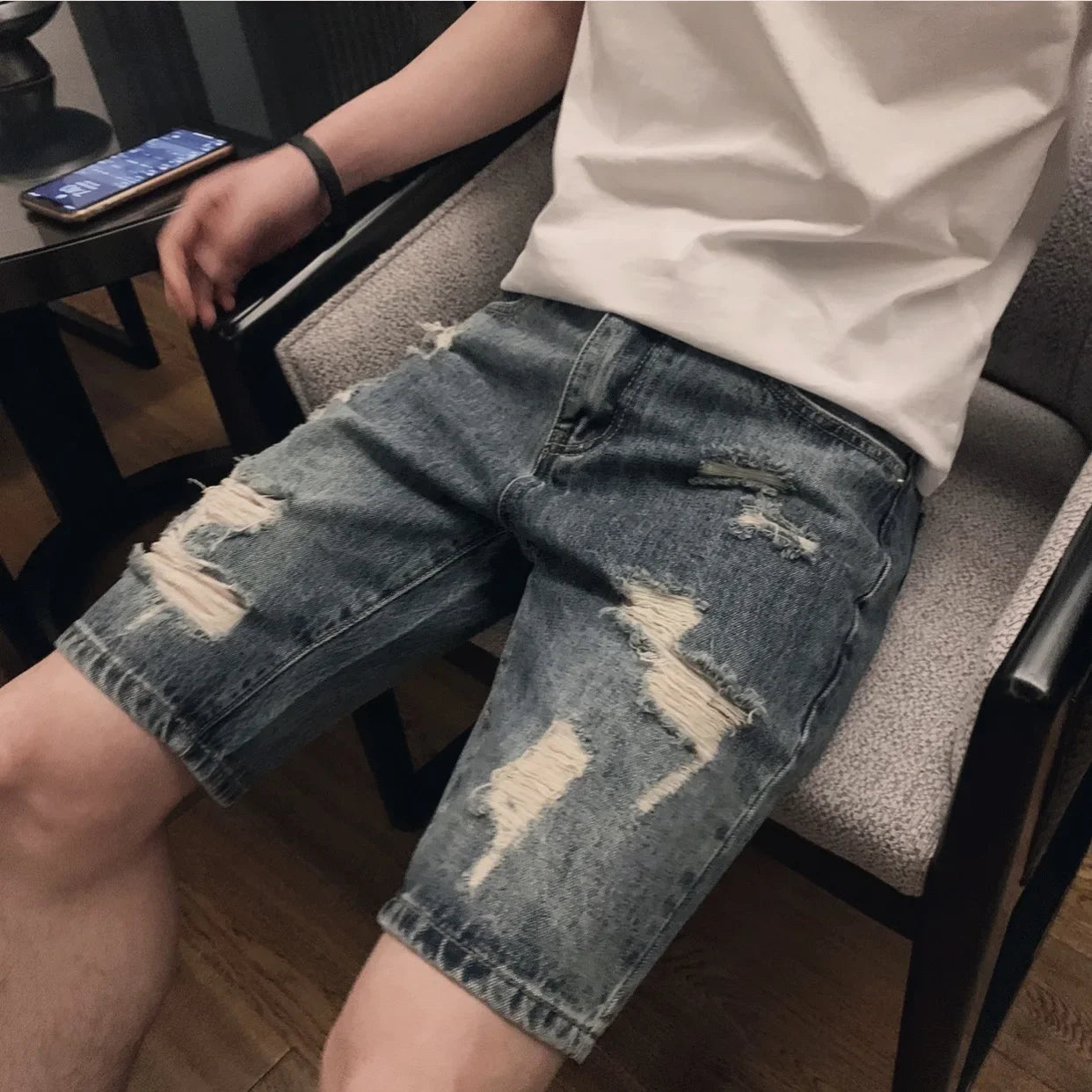 Men's Ripped Denim Shorts™ Casual Loose Straight Leg Five-Point Mid-Pants Summer Shorts