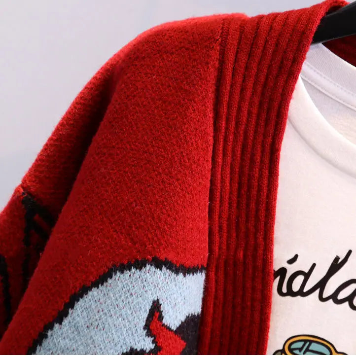 Women's Disney Knitted Cardigan™ Donald Cartoon Loose Wild Thicken Kawaii Sweater