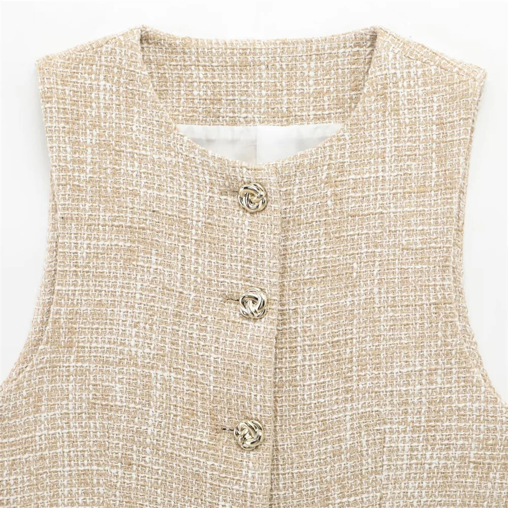 Women's Summer Suit™ Retro Texture Short Tank Top & Shorts Set