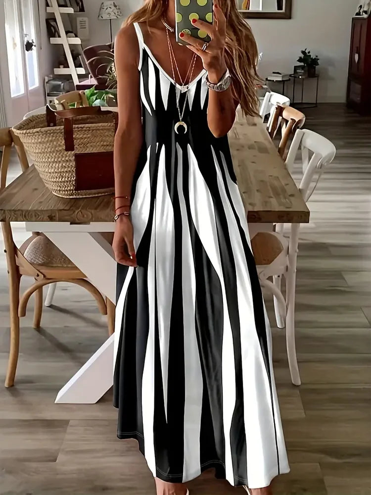 Women's Casual Sleeveless Spaghetti Strap Dress™  Abstract Print Maxi Dress