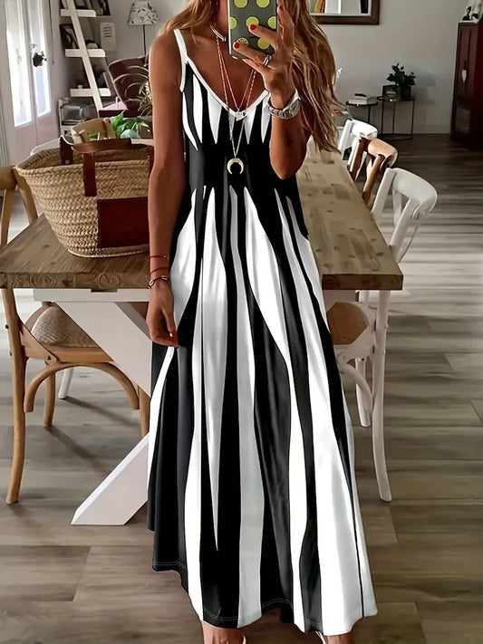 Women's Casual Sleeveless Spaghetti Strap Dress™  Abstract Print Maxi Dress