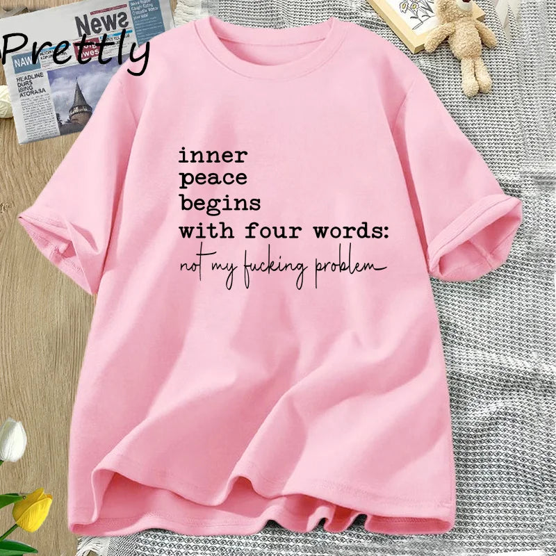 Women's Letter Printed T-shirts™ Oversize Cotton Short Sleeve T-shirt