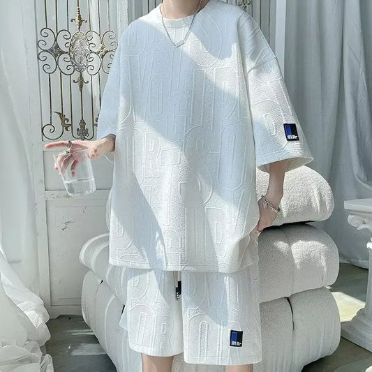 Men's Waffle Summer Suit™ Casual T-shirt and Shorts Suit