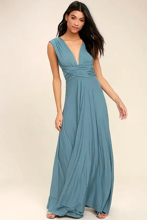 Women's Multi-worn V-neck Long Dress™ Strapped Summer Maxi Dress