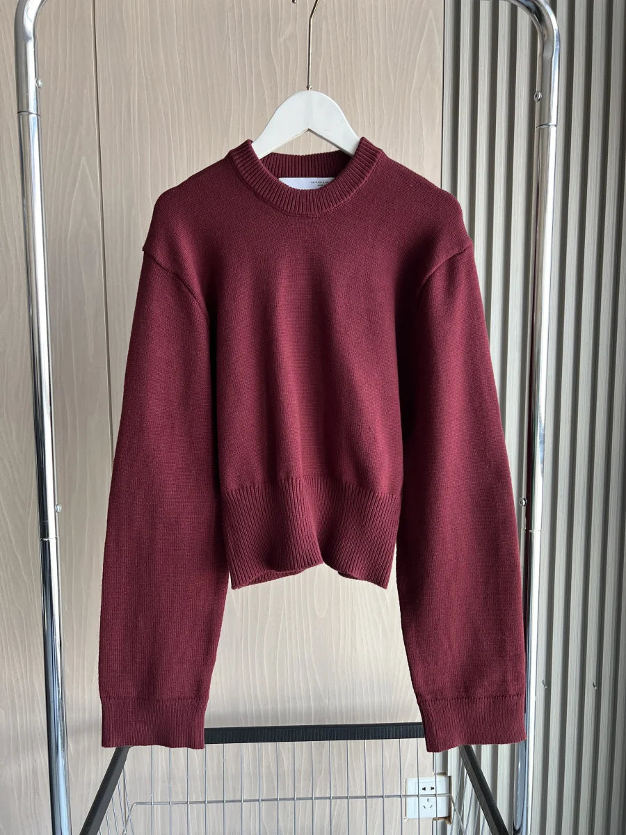 Women's Knitted Traf Sweater™ Loose Long Sleeve Round Neck Ribbed Hem Short Cardigan